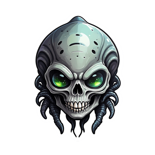 Alien Skull Glow - Sticker - Heat Press Transfer