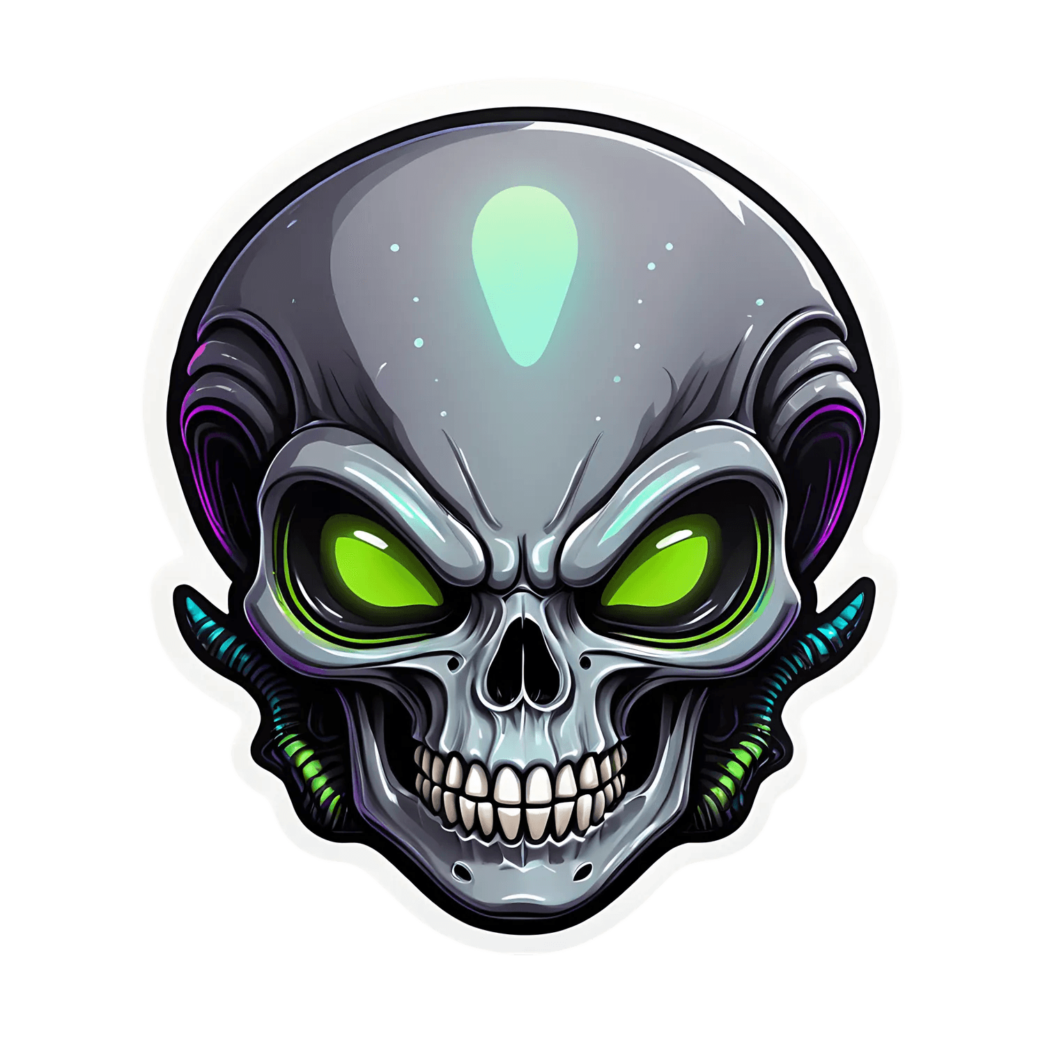 Alien Skull Glow - UV DTF Sticker - Heat Press Transfer