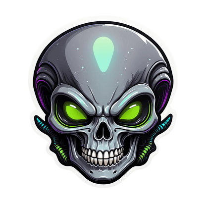 Alien Skull Glow - UV DTF Sticker - Heat Press Transfer