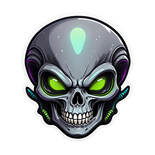 Alien Skull Glow - UV DTF Sticker - Heat Press Transfer