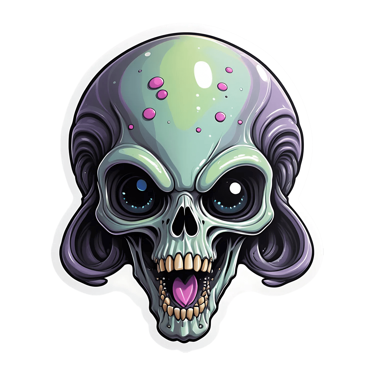 Alien Skull Sticker - Colorful UV DTF - Heat Press Transfer