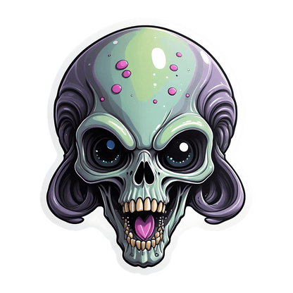 Alien Skull Sticker - Colorful UV DTF - Heat Press Transfer