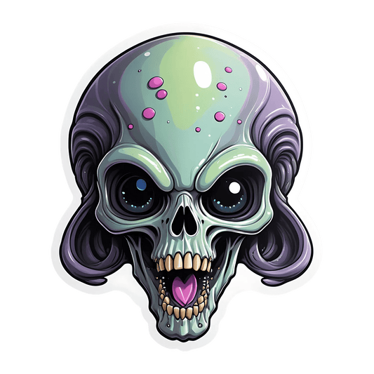 Alien Skull Sticker - Colorful UV DTF - Heat Press Transfer