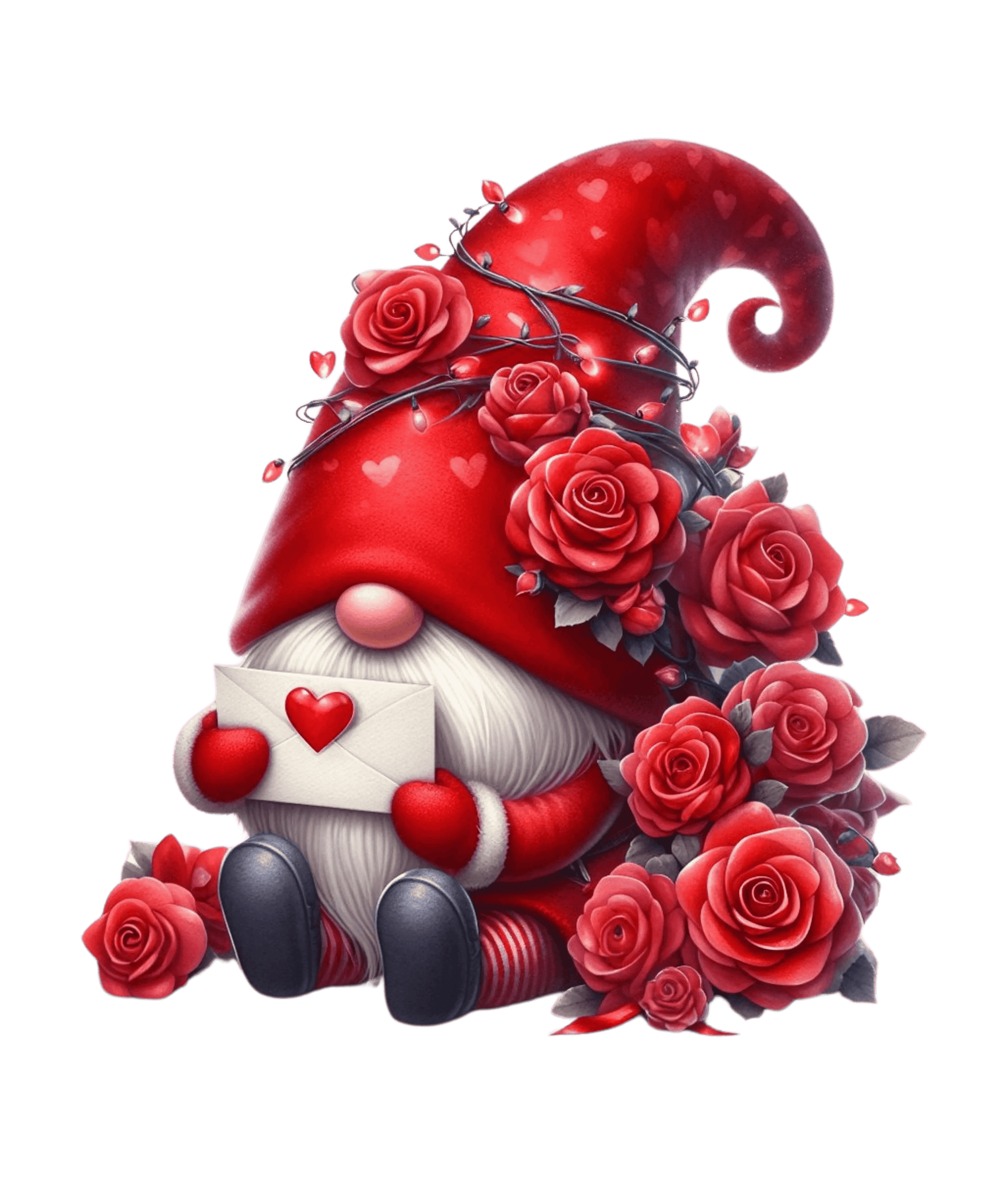 All Rose For You Gnome Valentine's Day Design - DTF Ready To Press - Heat Press Transfer