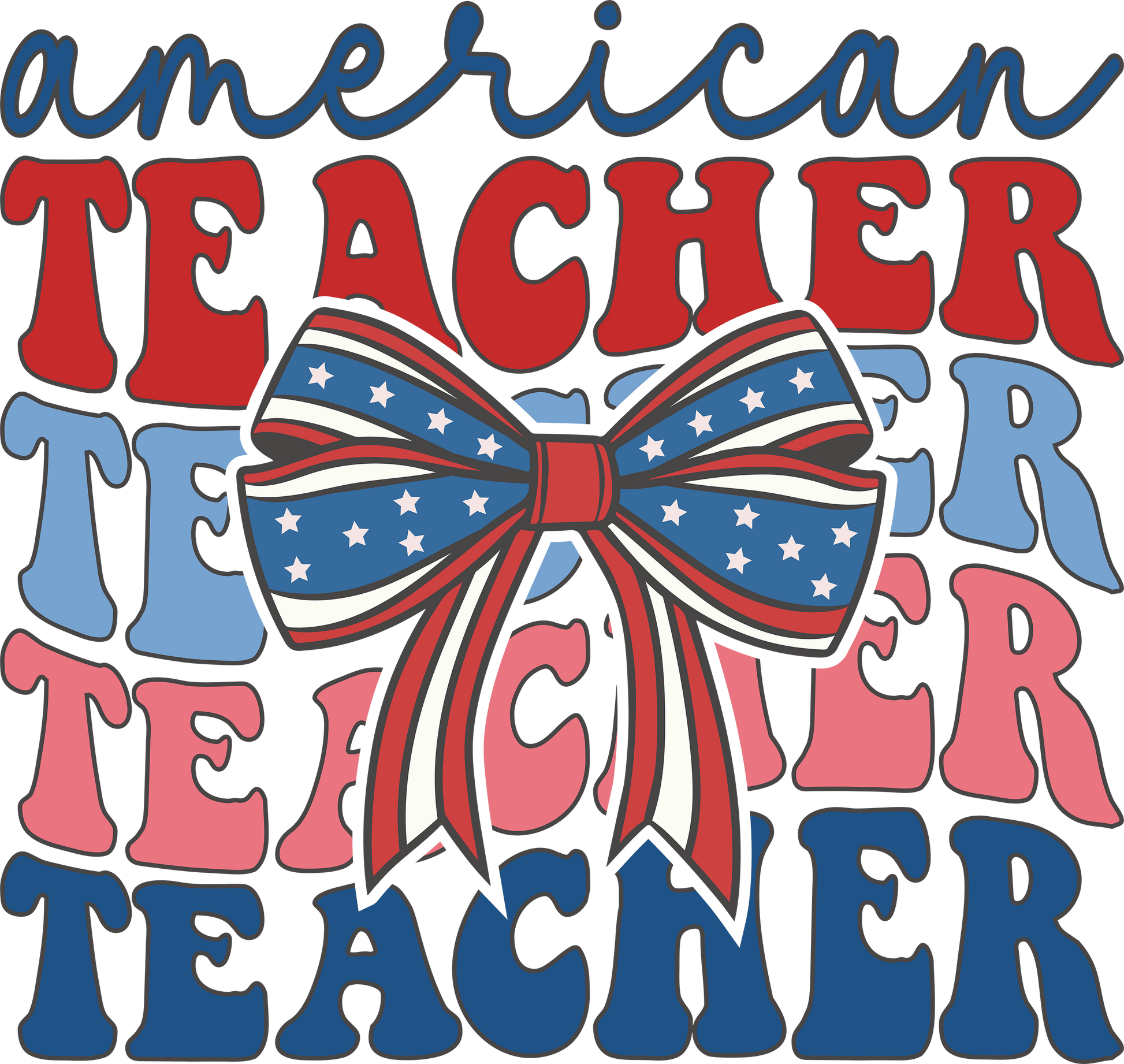 American Teacher Design - DTF Ready To Press - Heat Press Transfer
