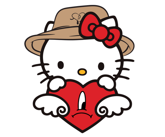 Angel Bad Bunny And Hello Kitty Love Me Valentine's Day Design - DTF Ready To Press - Heat Press Transfer
