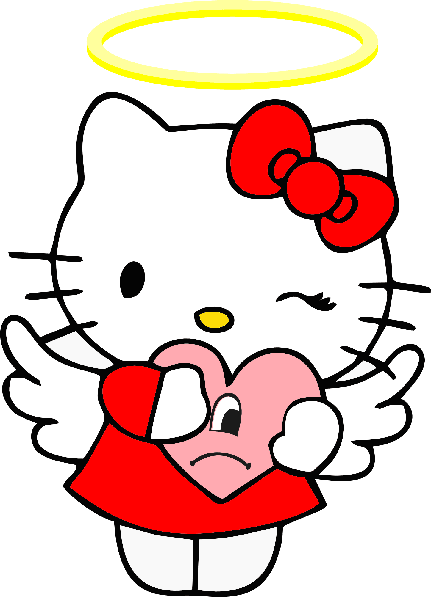 Angel Hello Kitty And Bad Bunny Valentine's Day Design - DTF Ready To Press - Heat Press Transfer