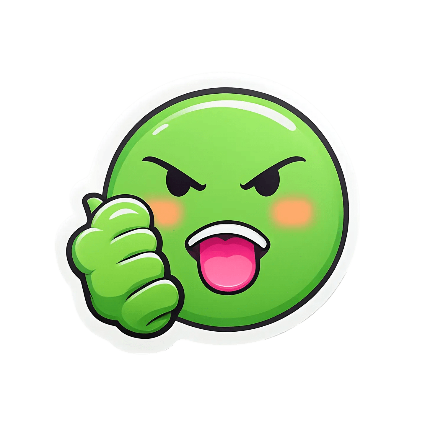 Angry Emoji Sticker - Green UV Design - Heat Press Transfer