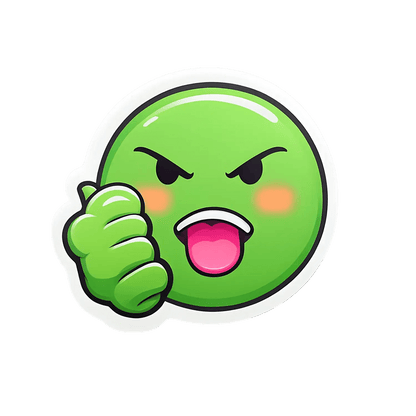Angry Emoji Sticker - Green UV Design - Heat Press Transfer