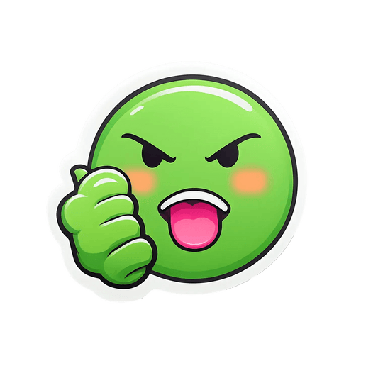 Angry Emoji Sticker - Green UV Design - Heat Press Transfer