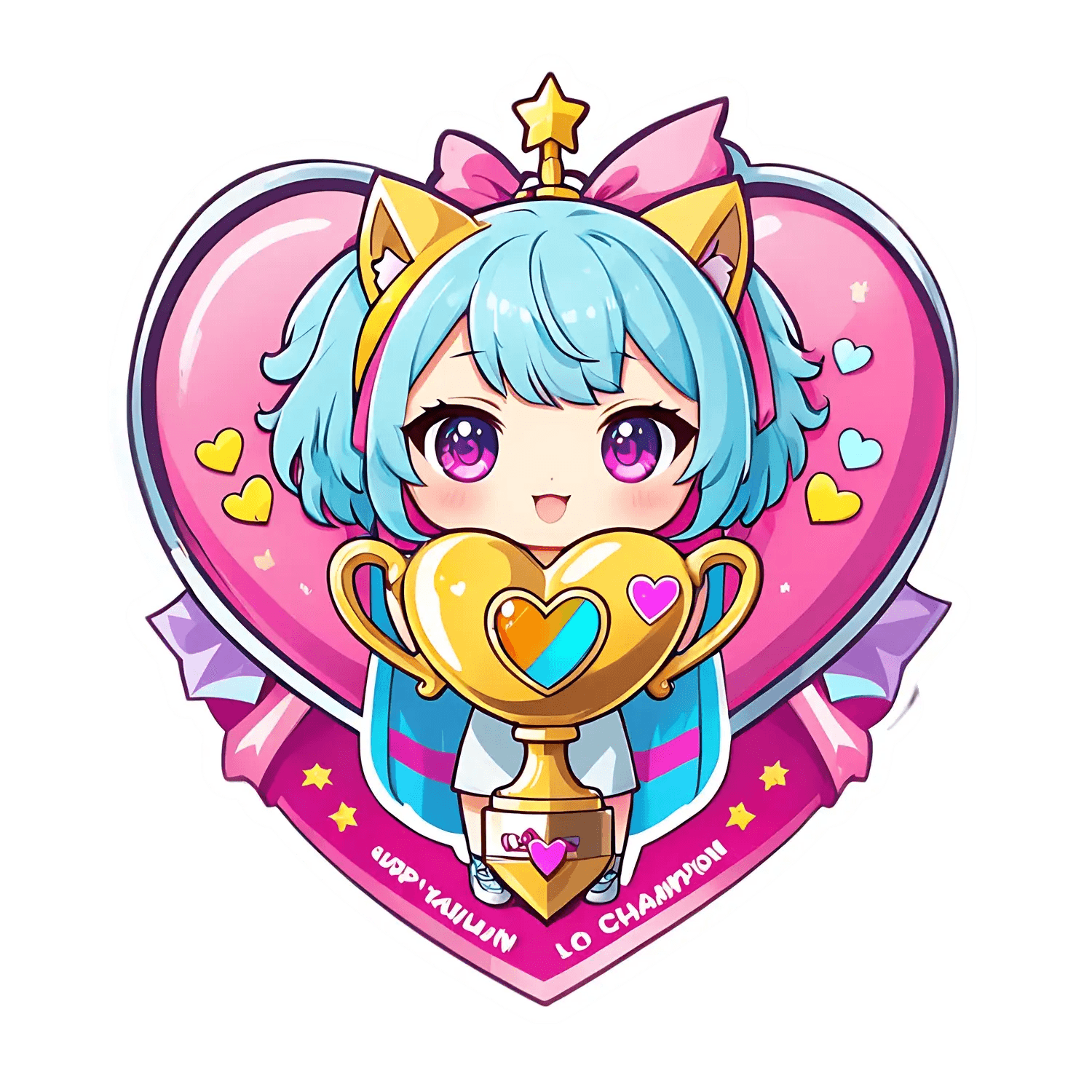 Anime Heart Champion - Cute UV Sticker - Heat Press Transfer