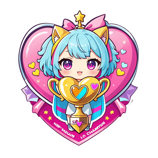 Anime Heart Champion - Cute UV Sticker - Heat Press Transfer