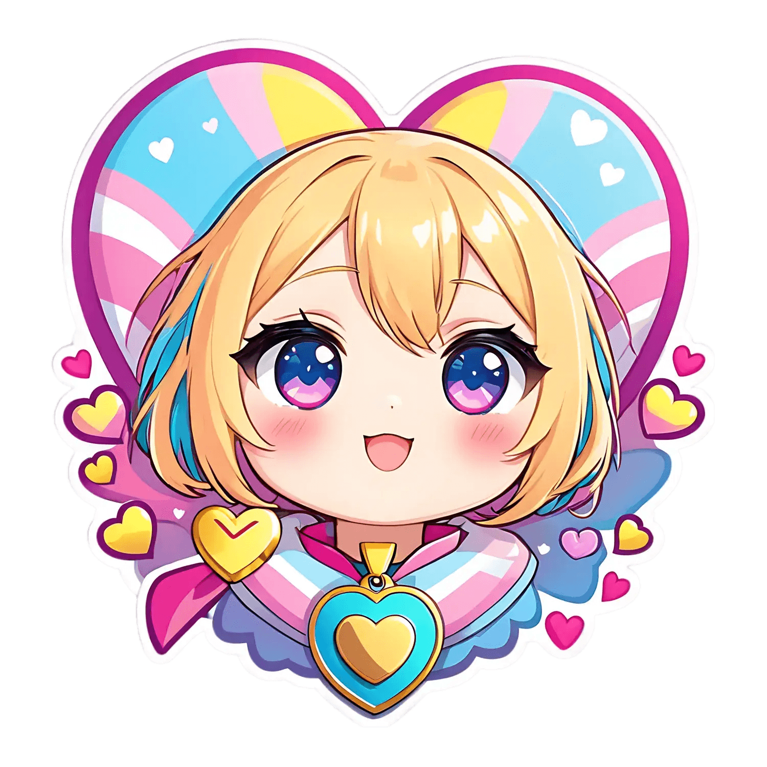Anime Heart Girl - UV DTF Sticker - Heat Press Transfer
