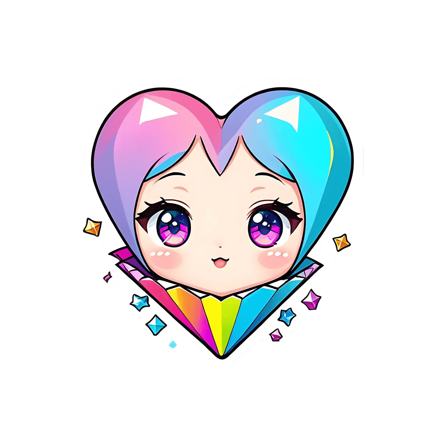 Anime Heart Sticker - Vibrant and Cute - Heat Press Transfer