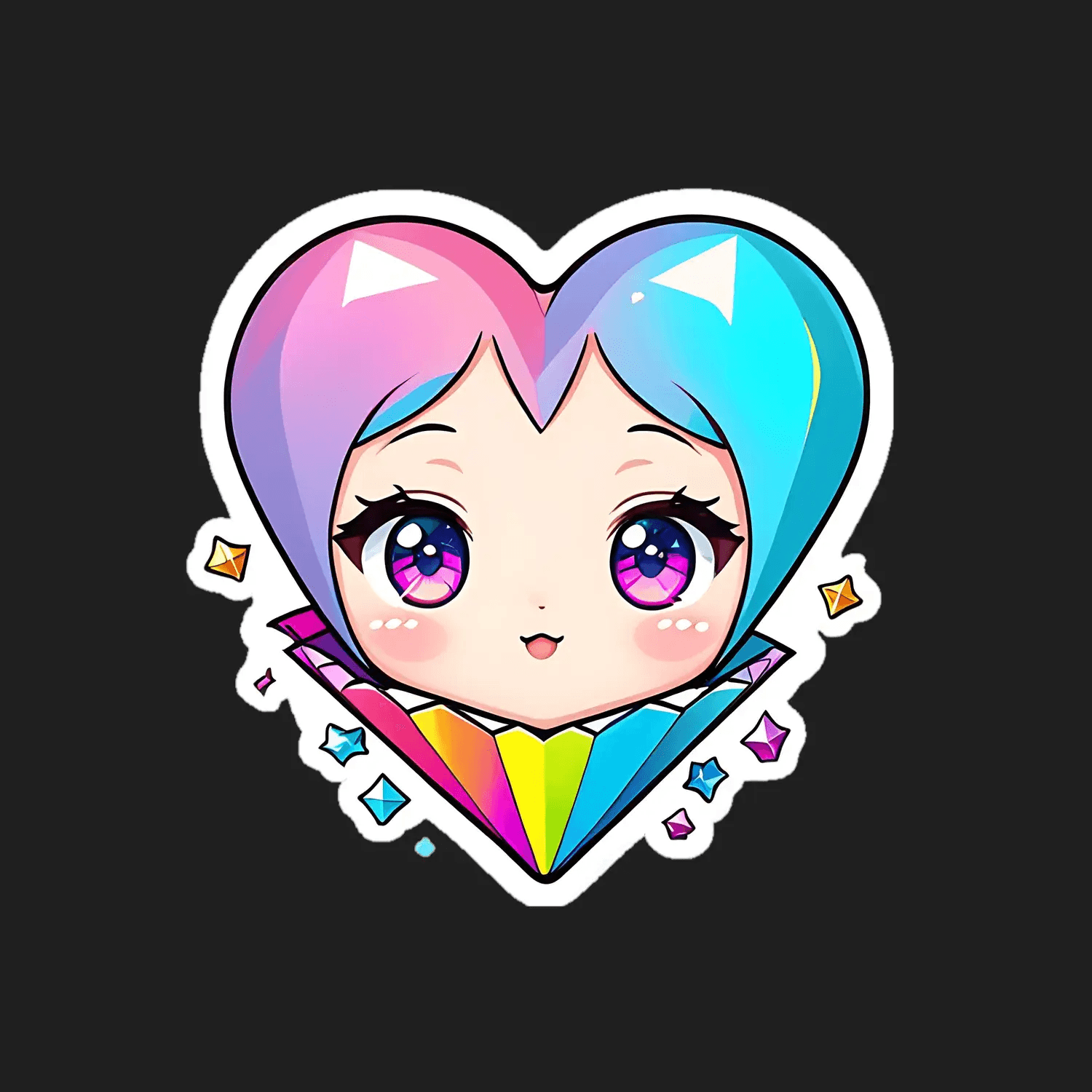 Anime Heart Sticker - Vibrant and Cute - Heat Press Transfer