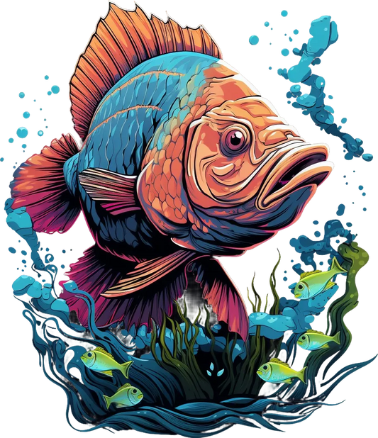 Aquatic Fish Art - DTF Ready to Press - Heat Press Transfer