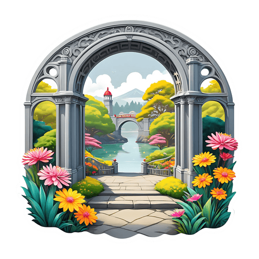 Archway Garden View - UV DTF Sticker - Heat Press Transfer