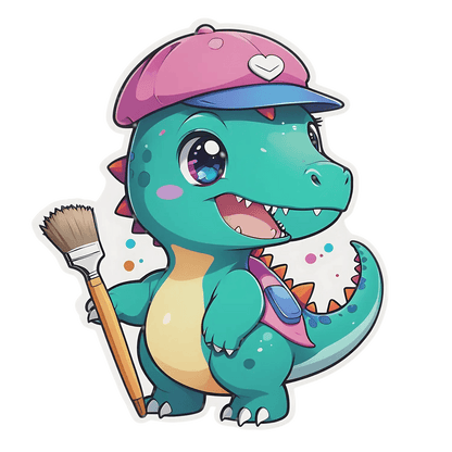 Artist Dinosaur - Sticker for Kids - Heat Press Transfer