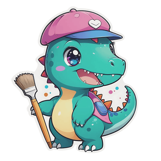 Artist Dinosaur - Sticker for Kids - Heat Press Transfer
