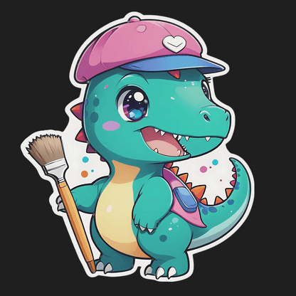 Artist Dinosaur - Sticker for Kids - Heat Press Transfer