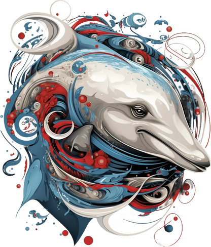 Artistic Dolphin - DTF Ready to Press - Heat Press Transfer