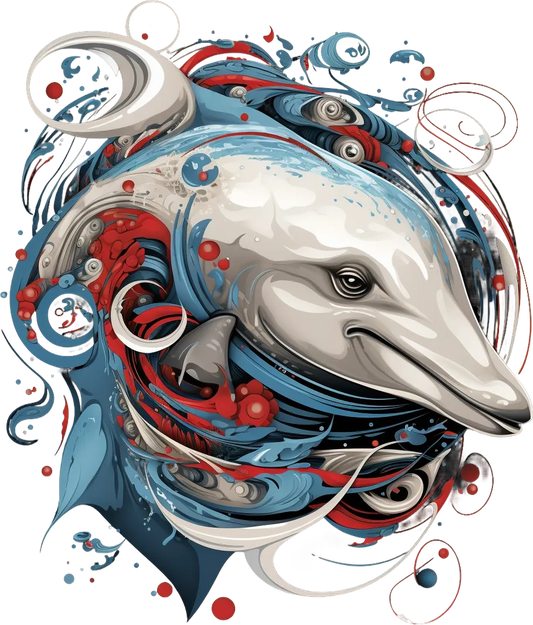 Artistic Dolphin - DTF Ready to Press - Heat Press Transfer