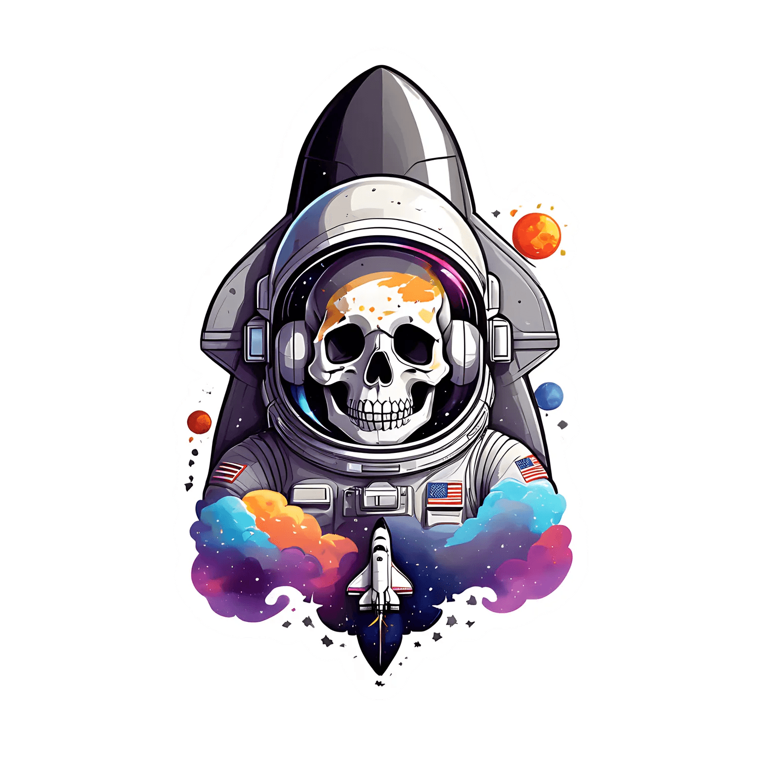 Astronaut Skull Sticker - Cosmic Adventure - Heat Press Transfer