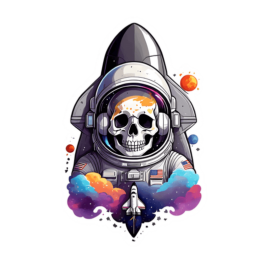 Astronaut Skull Sticker - Cosmic Adventure - Heat Press Transfer