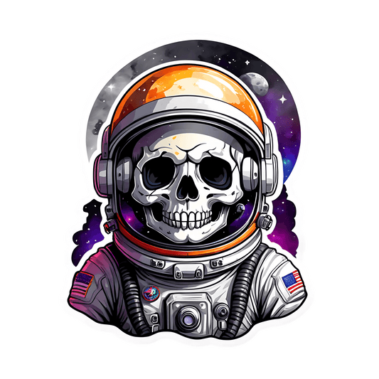 Astronaut Skull Sticker - Cosmic Design - Heat Press Transfer
