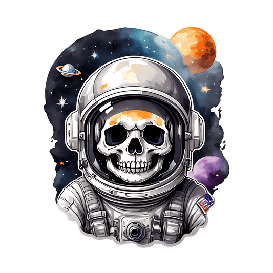 Astronaut Skull Sticker - Cosmic Skull UV DTF - Heat Press Transfer