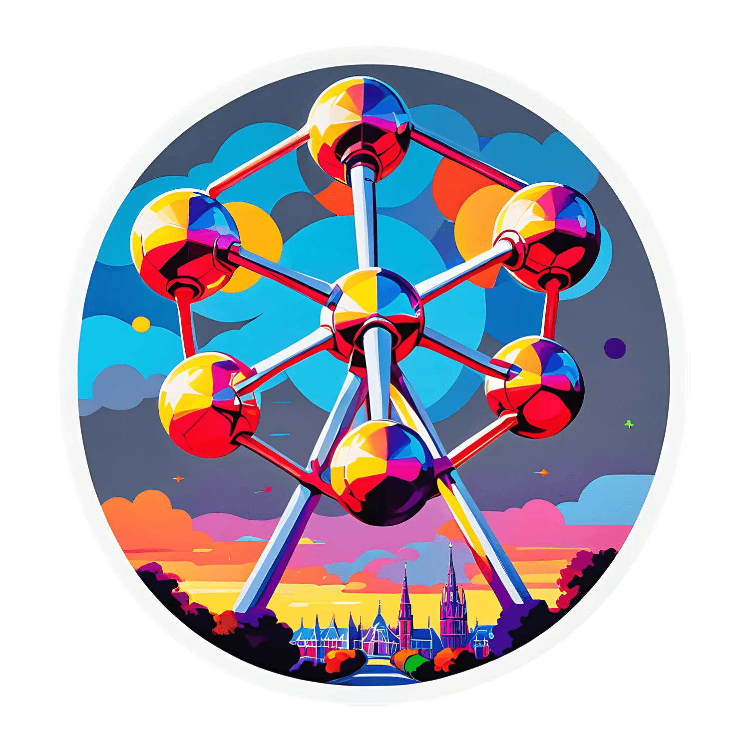 Atom Structure - Colorful Sticker - Heat Press Transfer