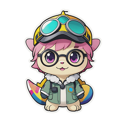 Aviator Cat - Cute Pilot Sticker - Heat Press Transfer