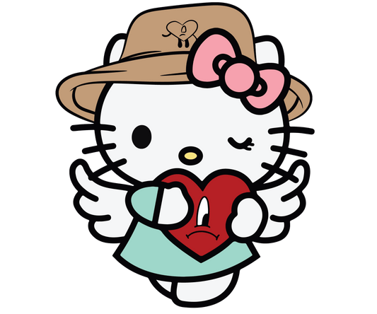 Bad Bunny And Hello Kitty Hug Me Valentine's Day Design - DTF Ready To Press - Heat Press Transfer
