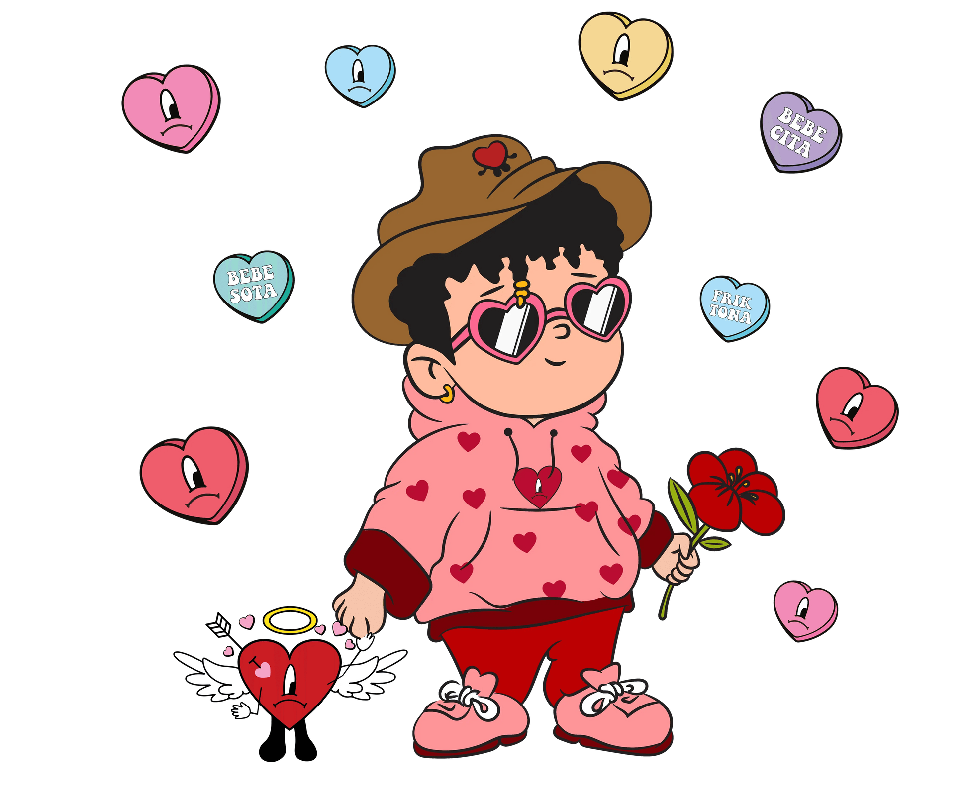 Bad Bunny Bebesota Bebecita Friktona Valentine's Day Design - DTF Ready To Press - Heat Press Transfer