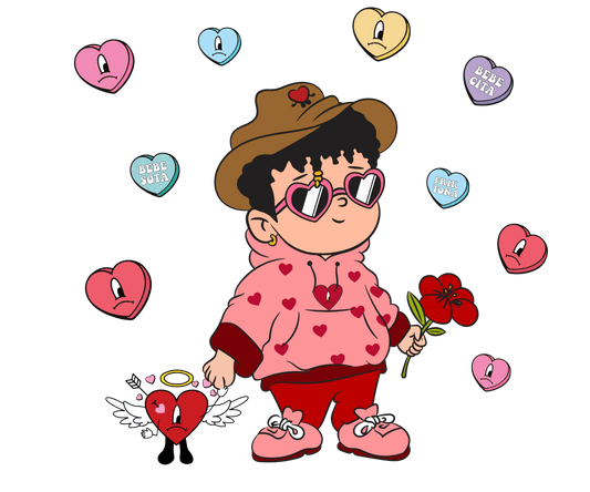 Bad Bunny Bebesota Bebecita Friktona Valentine's Day Design - DTF Ready To Press - Heat Press Transfer