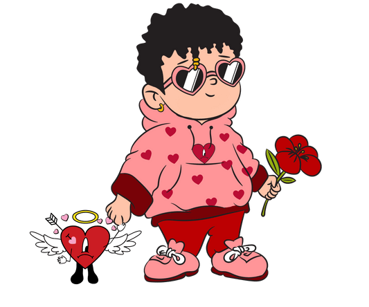 Bad Bunny Friktona Valentine's Day Design - DTF Ready To Press - Heat Press Transfer