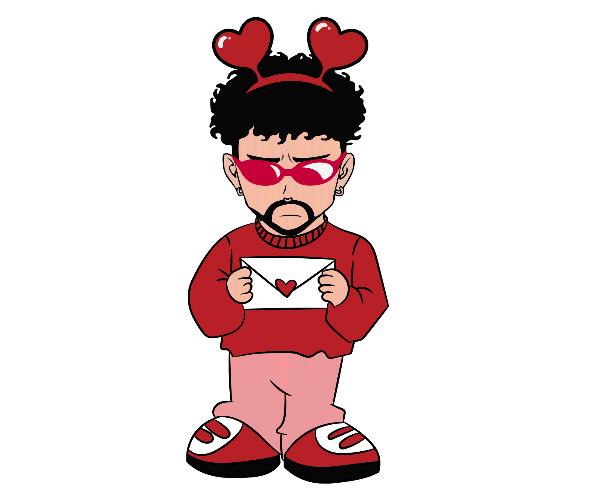 Bad Bunny Letter Valentine's Day Design - DTF Ready To Press - Heat Press Transfer
