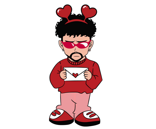Bad Bunny Letter Valentine's Day Design - DTF Ready To Press - Heat Press Transfer