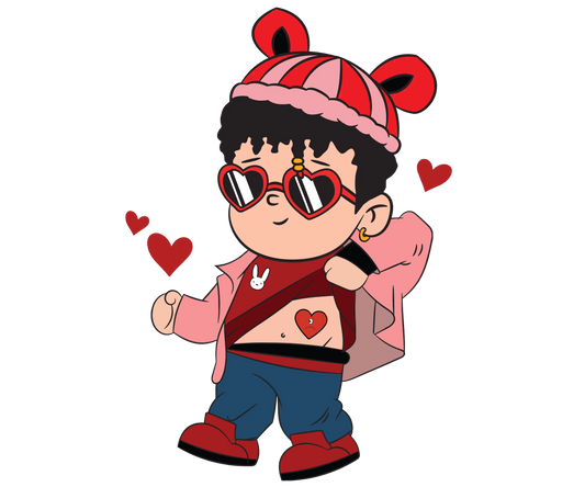 Bad Bunny My Heart For You Valentine's Day Design - DTF Ready To Press - Heat Press Transfer
