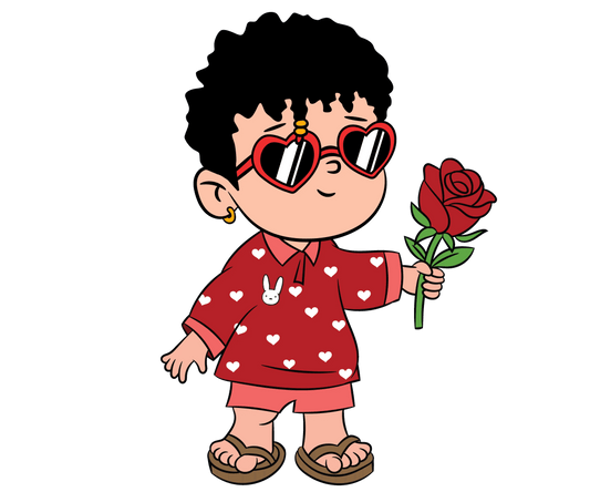 Bad Bunny Rose For You Valentine's Day Design - DTF Ready To Press - Heat Press Transfer