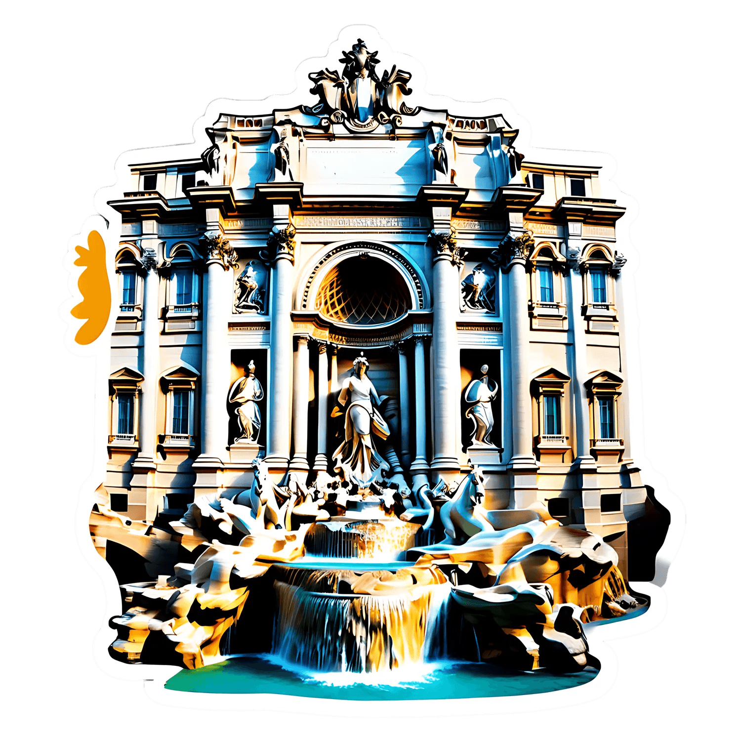 Baroque Fountain - Classic Art Sticker - Heat Press Transfer