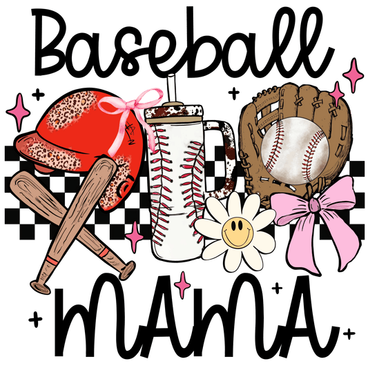 Baseball Mama Design - DTF Ready To Press - Heat Press Transfer