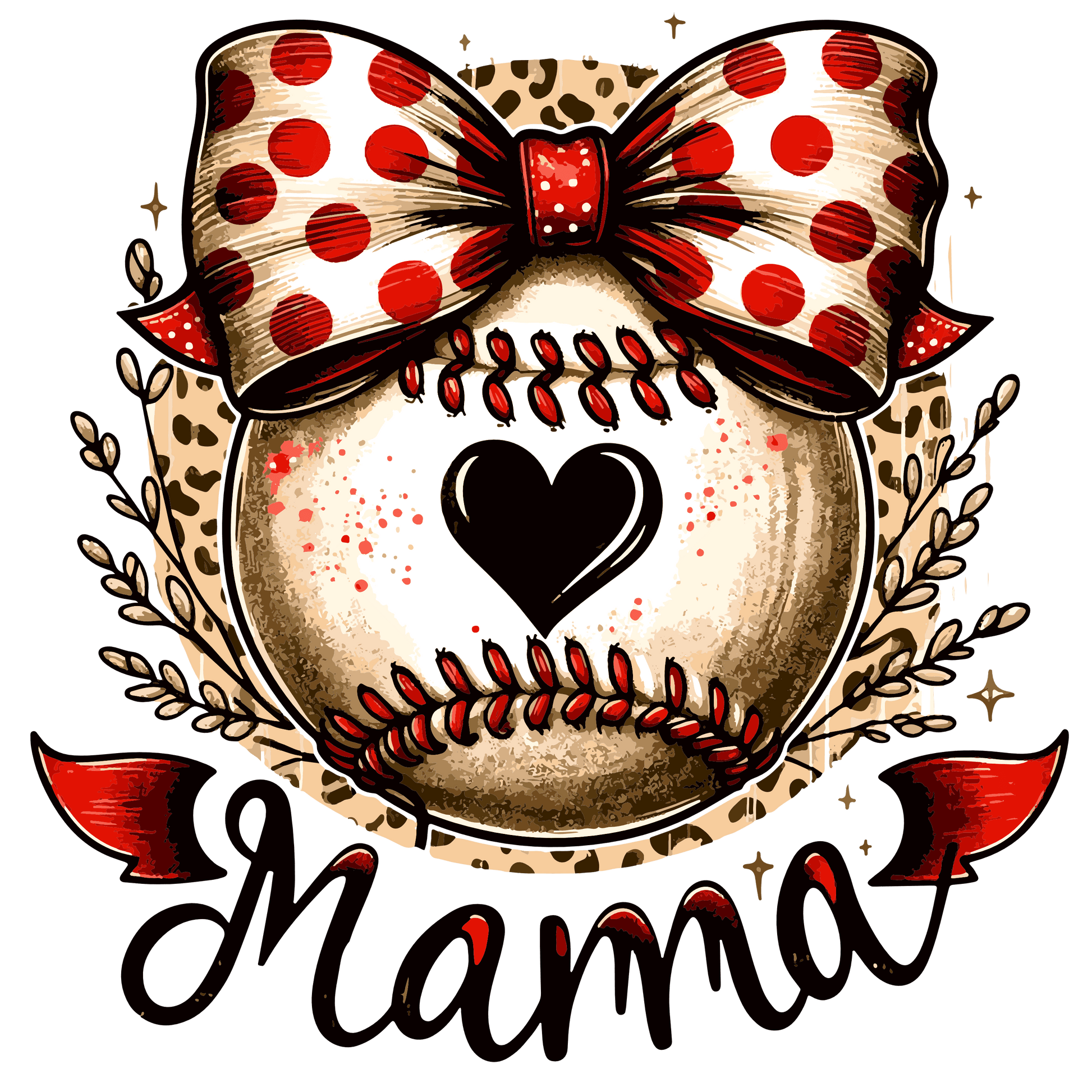 Baseball Mama Design - DTF Ready To Press - Heat Press Transfer