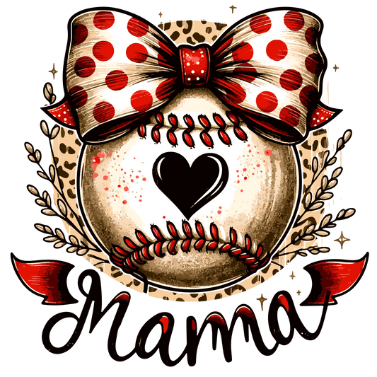 Baseball Mama Design - DTF Ready To Press - Heat Press Transfer