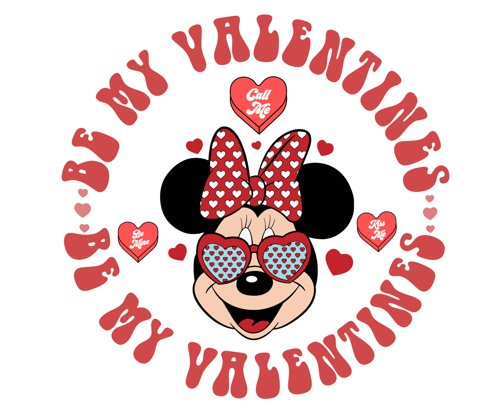 Be My Valentine Minnie Mouse Valentine's Day Design - DTF Ready To Press - Heat Press Transfer