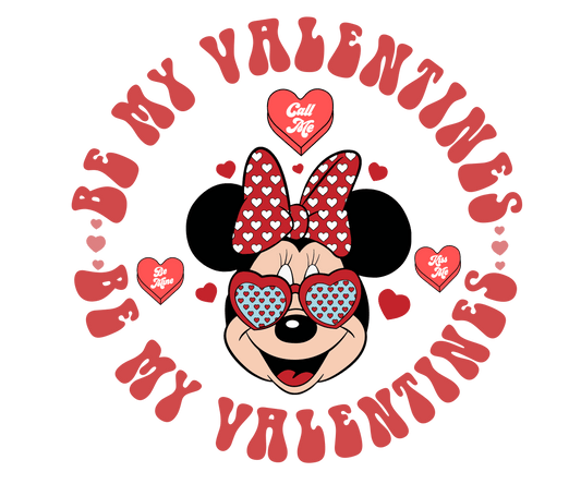 Be My Valentine Minnie Mouse Valentine's Day Design - DTF Ready To Press - Heat Press Transfer