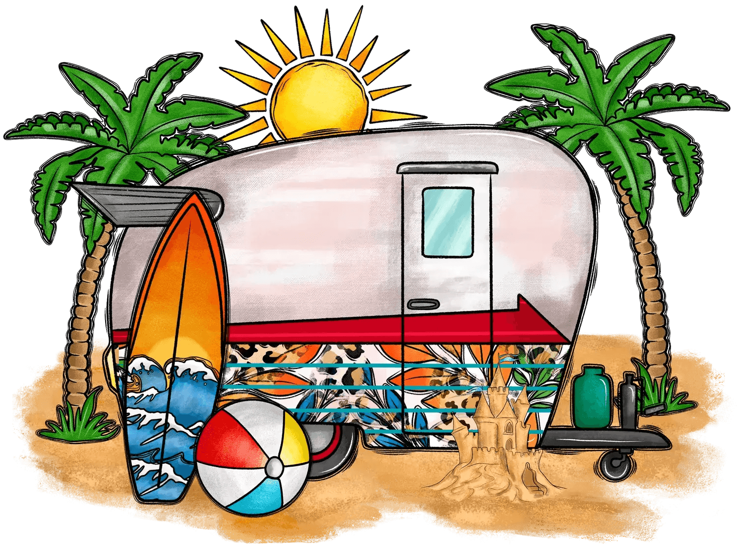 Beach Camper Fun - DTF Ready to Press - Heat Press Transfer