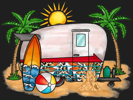 Beach Camper Fun - DTF Ready to Press - Heat Press Transfer