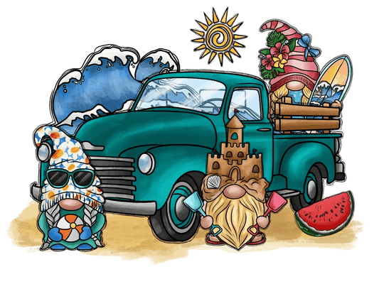 Beach Gnome Adventure - DTF Ready to Press - Heat Press Transfer