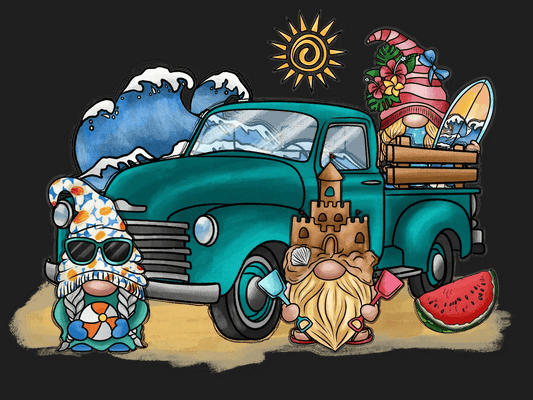 Beach Gnome Adventure - DTF Ready to Press - Heat Press Transfer